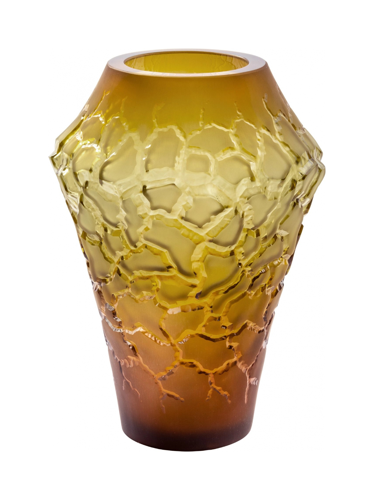 Ваза Caldera 26 см янтарная, хрусталь