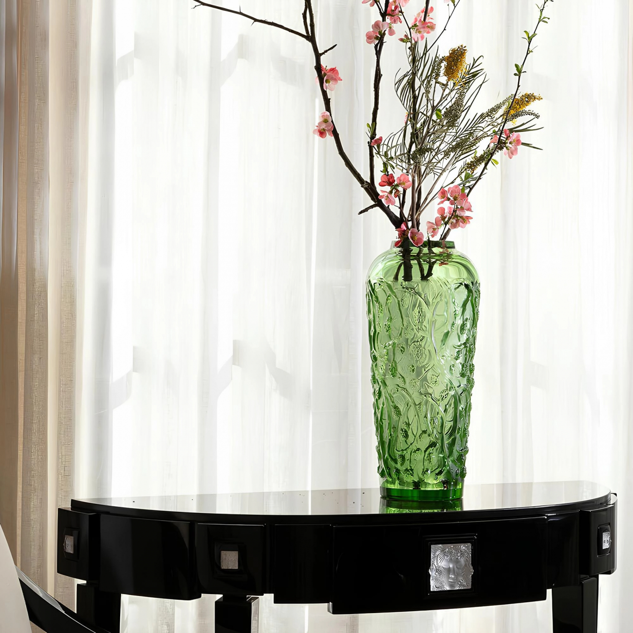 Ваза Mures 49 см зелёный, хрусталь Lalique 10745800