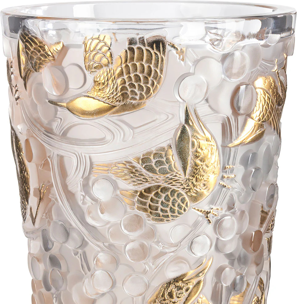 Ваза Merles et Raisins 38 см позолота, хрусталь Lalique 10732600