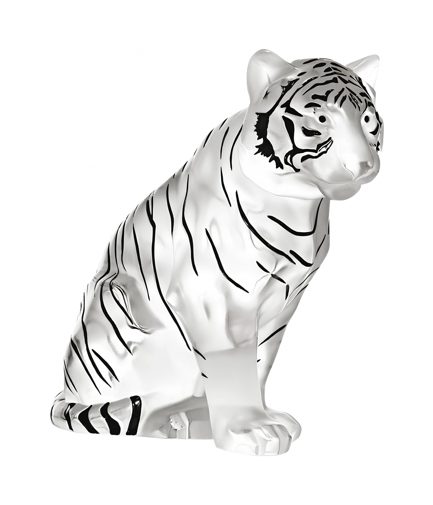 Скульптура Sitting Tiger Сидящий Тигр 24 см прозрачный, хрусталь