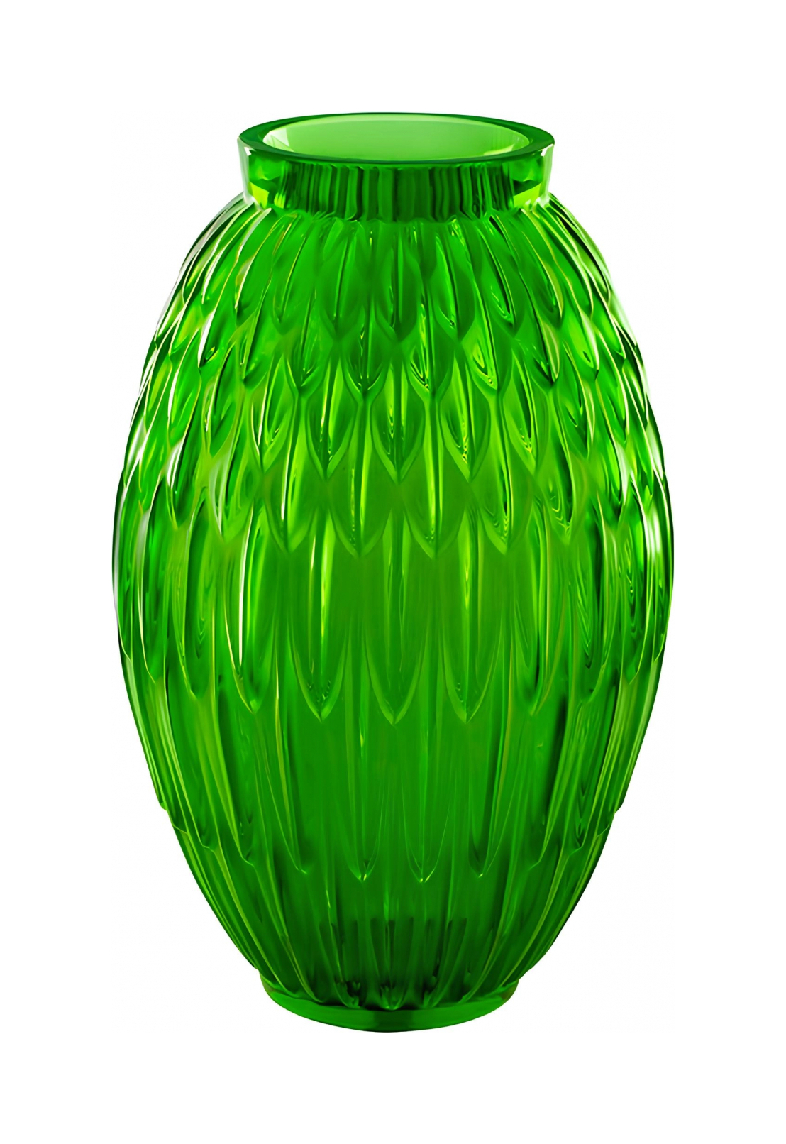 Ваза Lalique Plumes 26.5 см зелёная, хрусталь