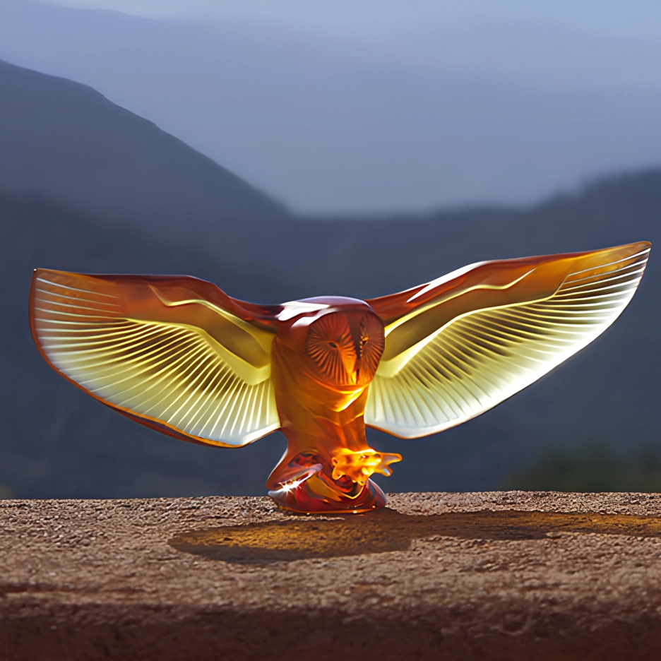Статуэтка Barn Owl Сова 42 см янтарная, хрусталь – 2