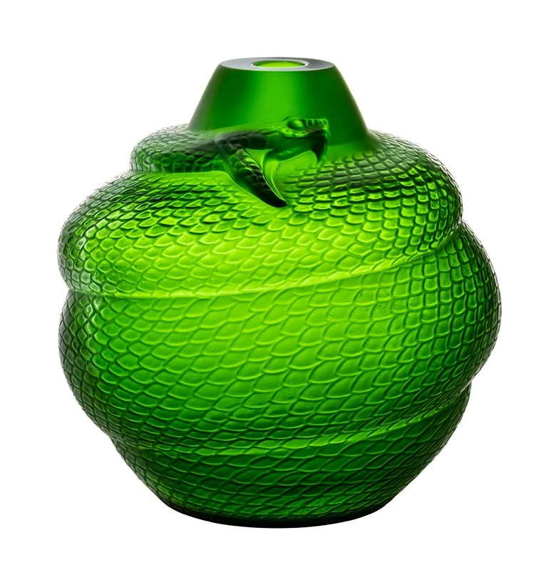 Ваза Serpent 25 см зелёная, хрусталь