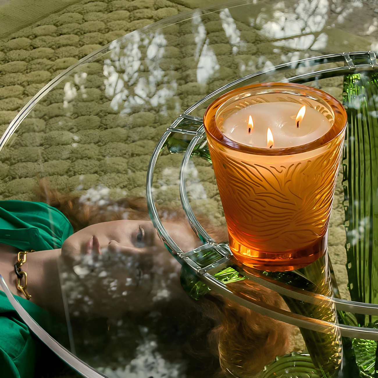 Свеча в стакане Jungle янтарная, хрусталь Lalique B14800