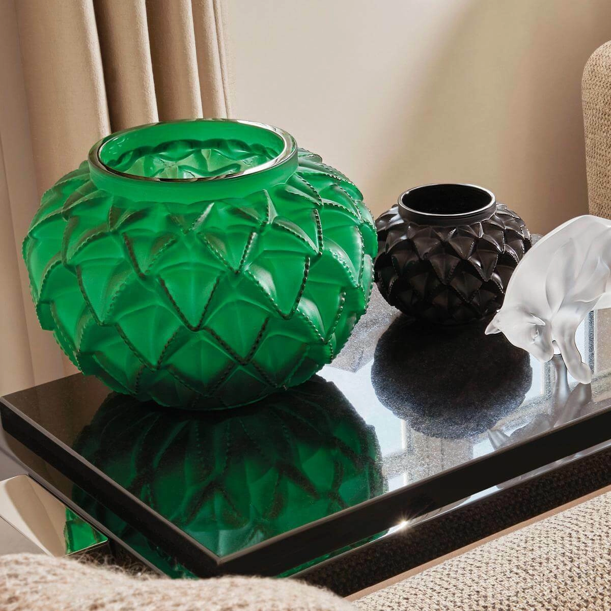 Ваза Languedoc 21.5 см зеленая, хрусталь Lalique 77347332