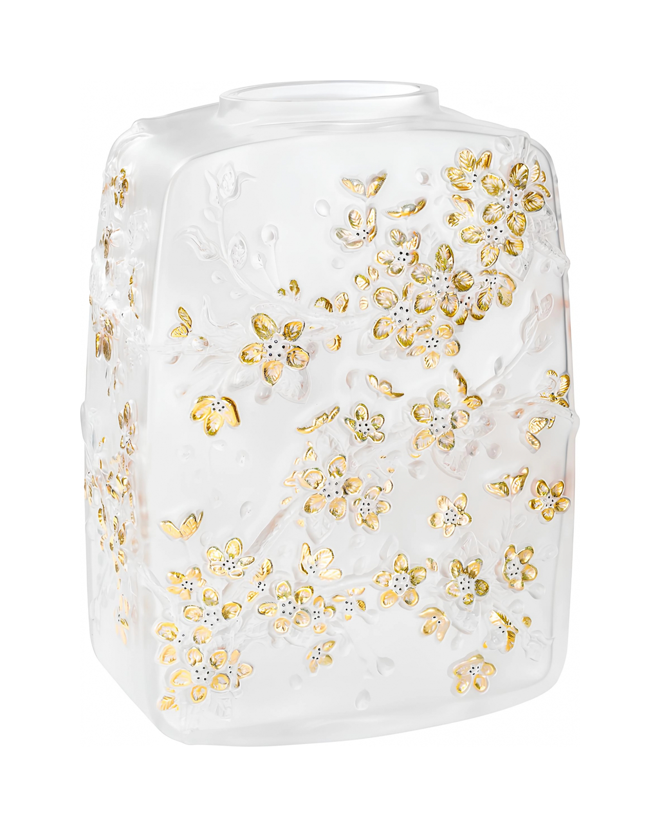 Ваза Fleurs De Cerisier 40 см прозрачная, хрусталь с позолотой