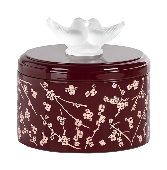 Шкатулка Fleurs De Cerisier средняя бордовая, хрусталь