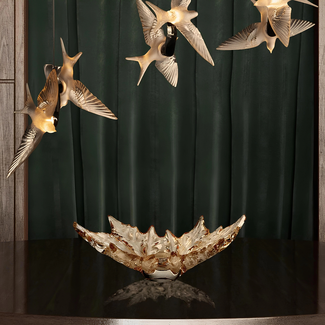 Ваза для фруктов Champs‑Elysées MS золотистая, хрусталь Lalique 1121610