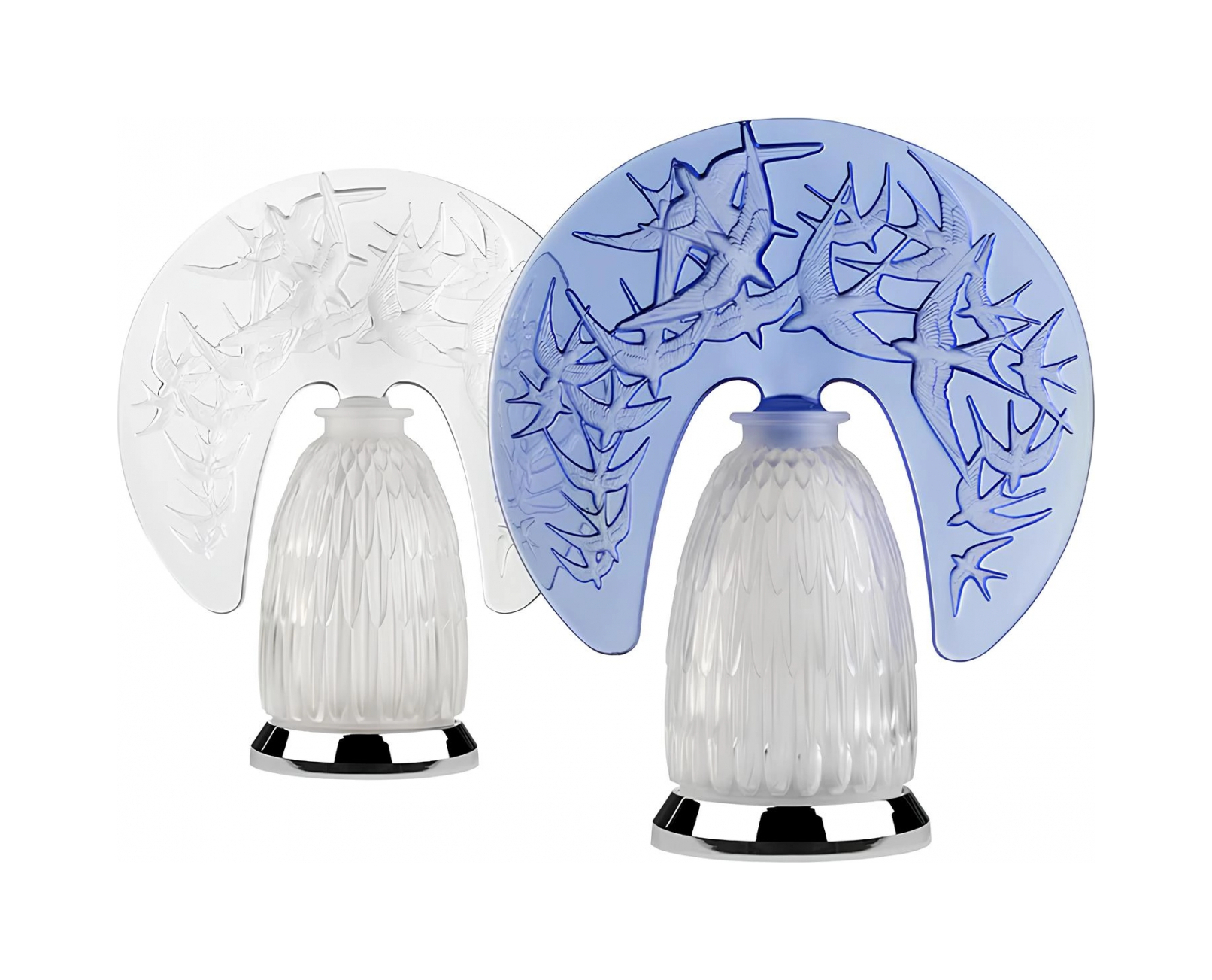 Настольная лампа Hirondelles 34 см синяя, хрусталь Lalique 10649000