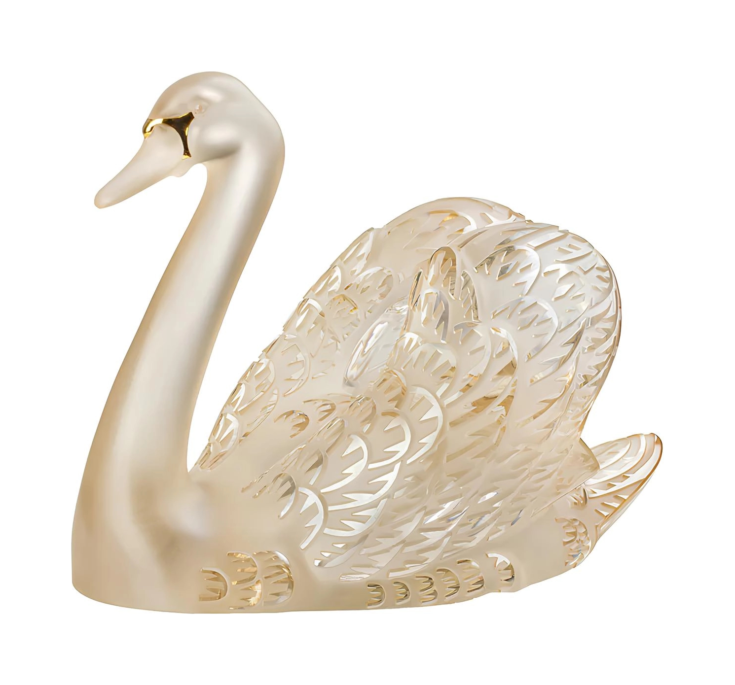 Скульптура Лебедь с поднятой головой золотое тиснение, хрусталь