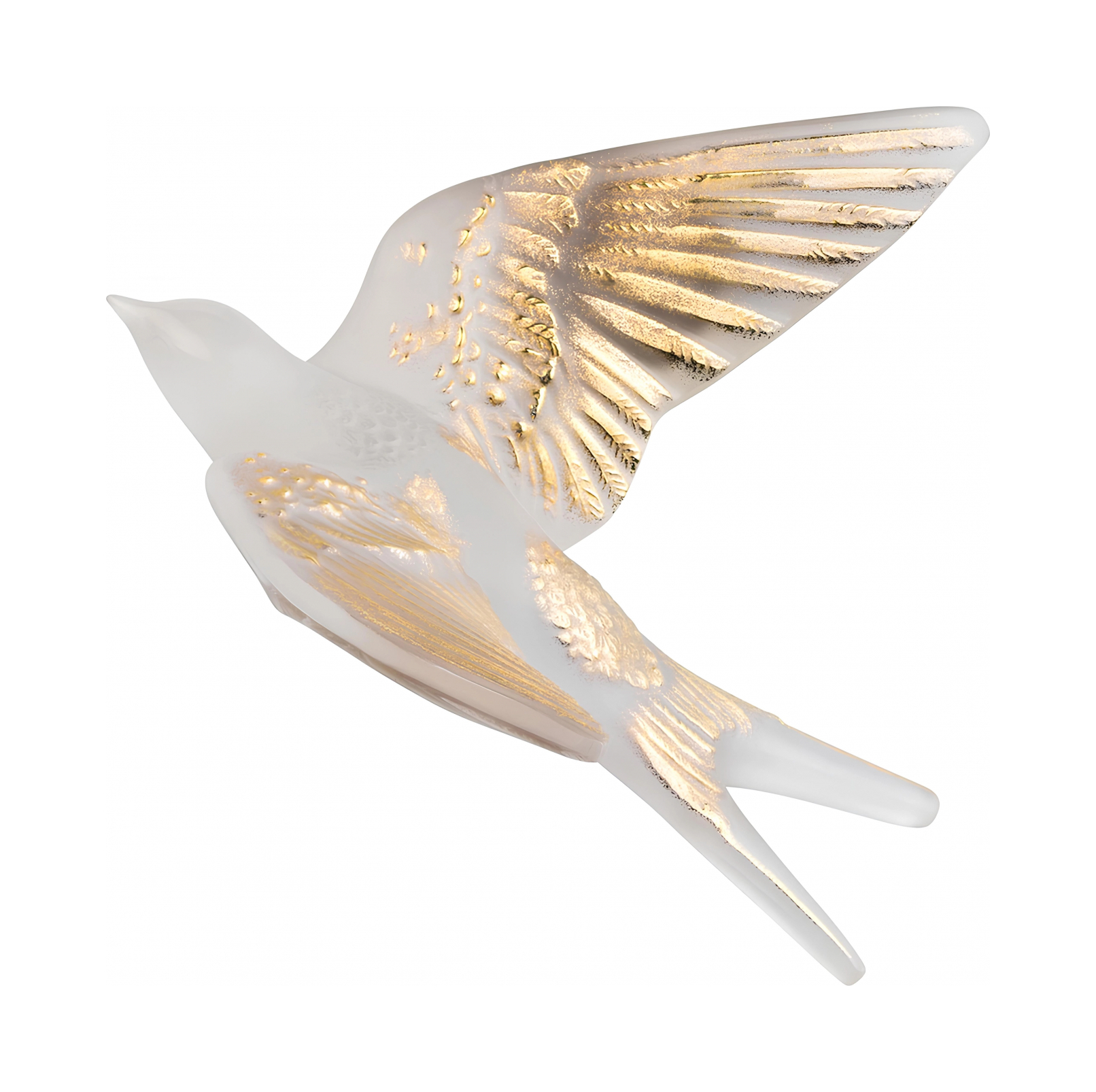 Статуэтка Hirondelles Ласточка с поднятыми крыльями прозрачная с позолотой, хрусталь Lalique 10645700