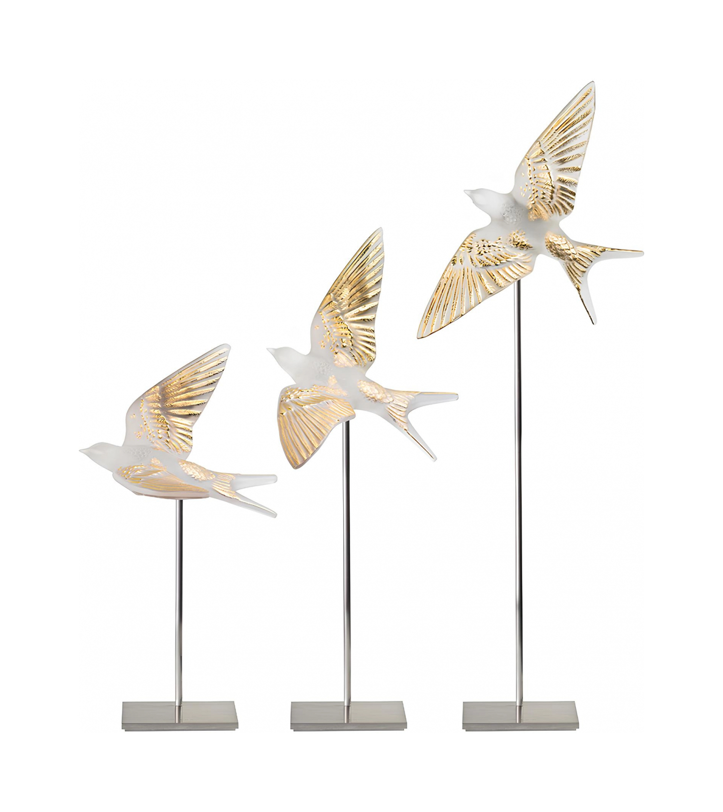 Статуэтка Hirondelles Ласточка прозрачная с позолотой, хрусталь Lalique 10645800