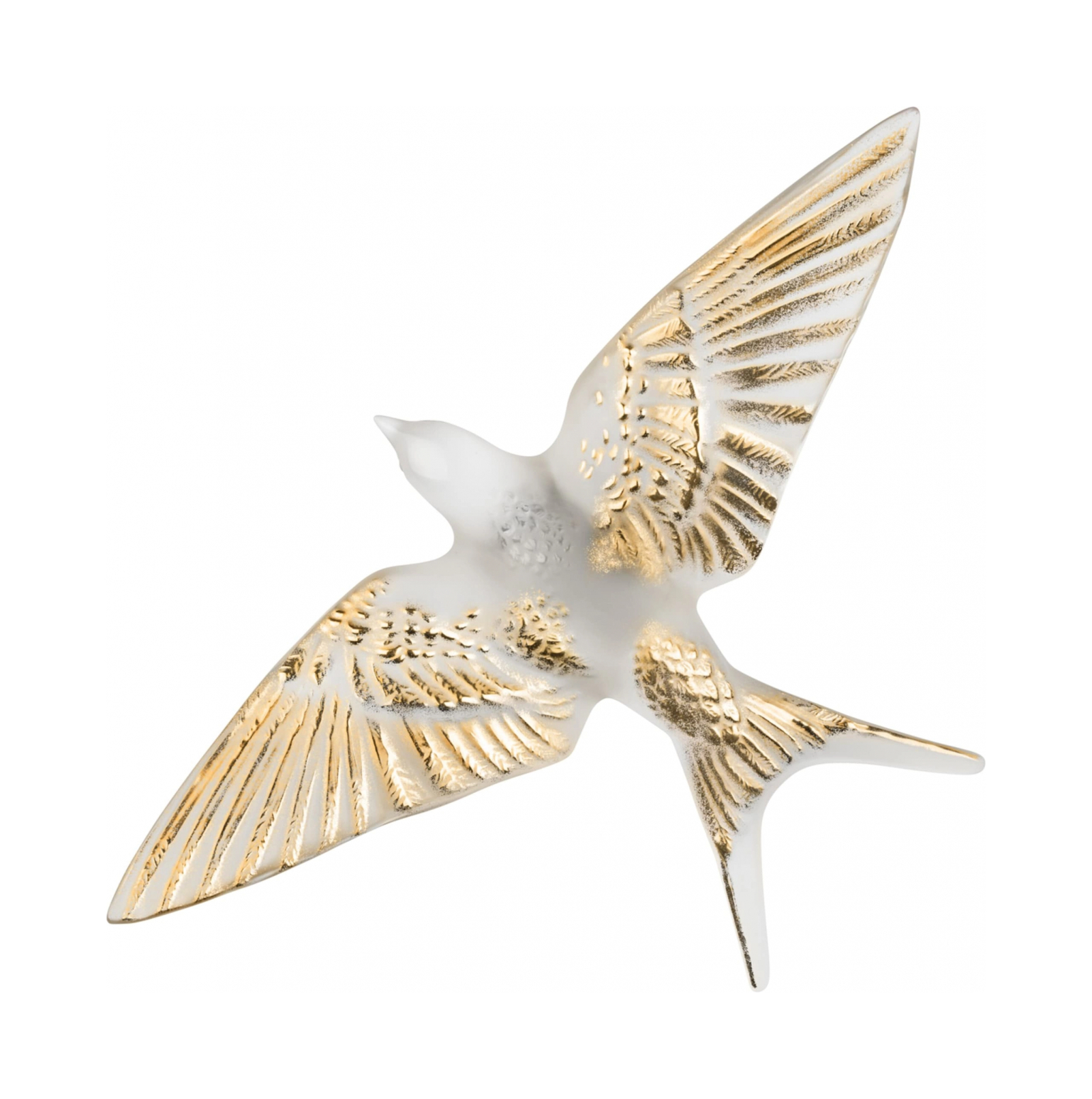 Статуэтка Hirondelles Ласточка с опущенными крыльями прозрачная с позолотой, хрусталь