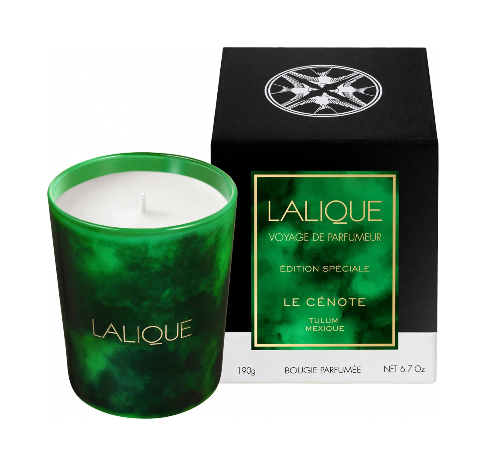 Свеча в стакане Le Cénote Tulum Mexico зелёная, стекло Lalique B29181