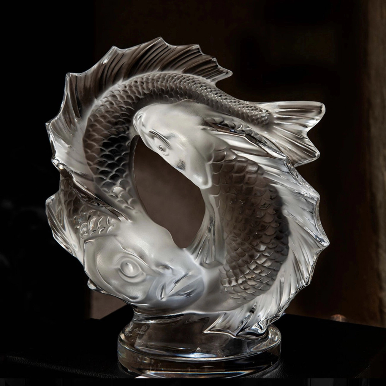 Статуэтка 2 Poissons Две рыбки 10 см маленькая прозрачная, хрусталь Lalique 10672800