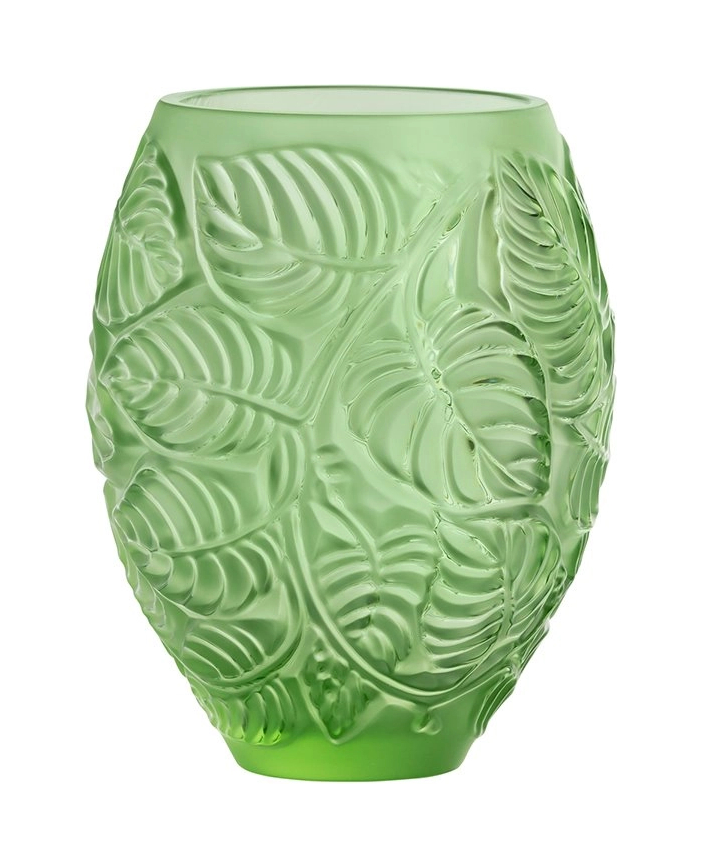 Ваза Feuilles 15 см зелёная, хрусталь