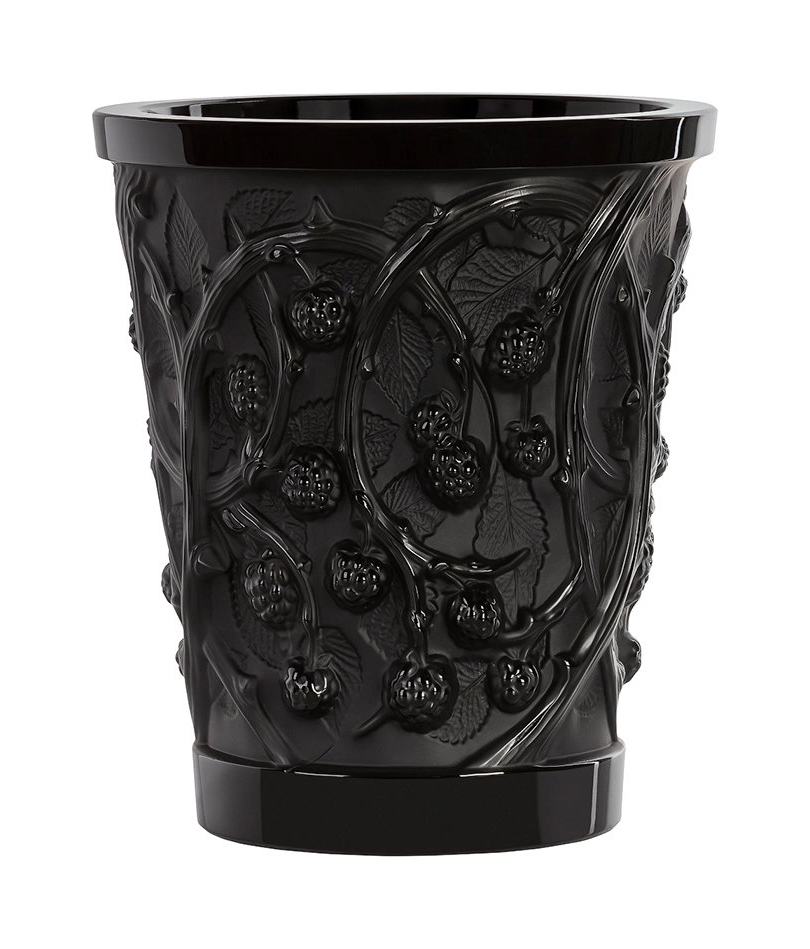 Ваза для цветов Lalique Mures черная хрустальная 25 см