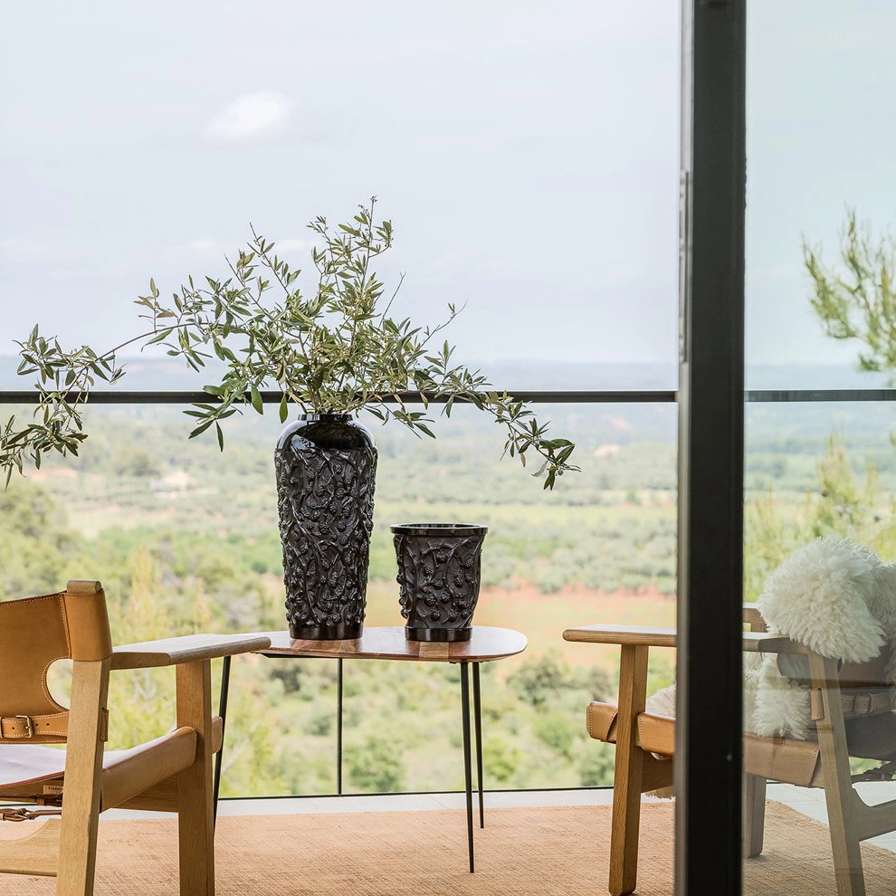 Ваза для цветов Lalique Mures черная хрустальная 25 см – 2