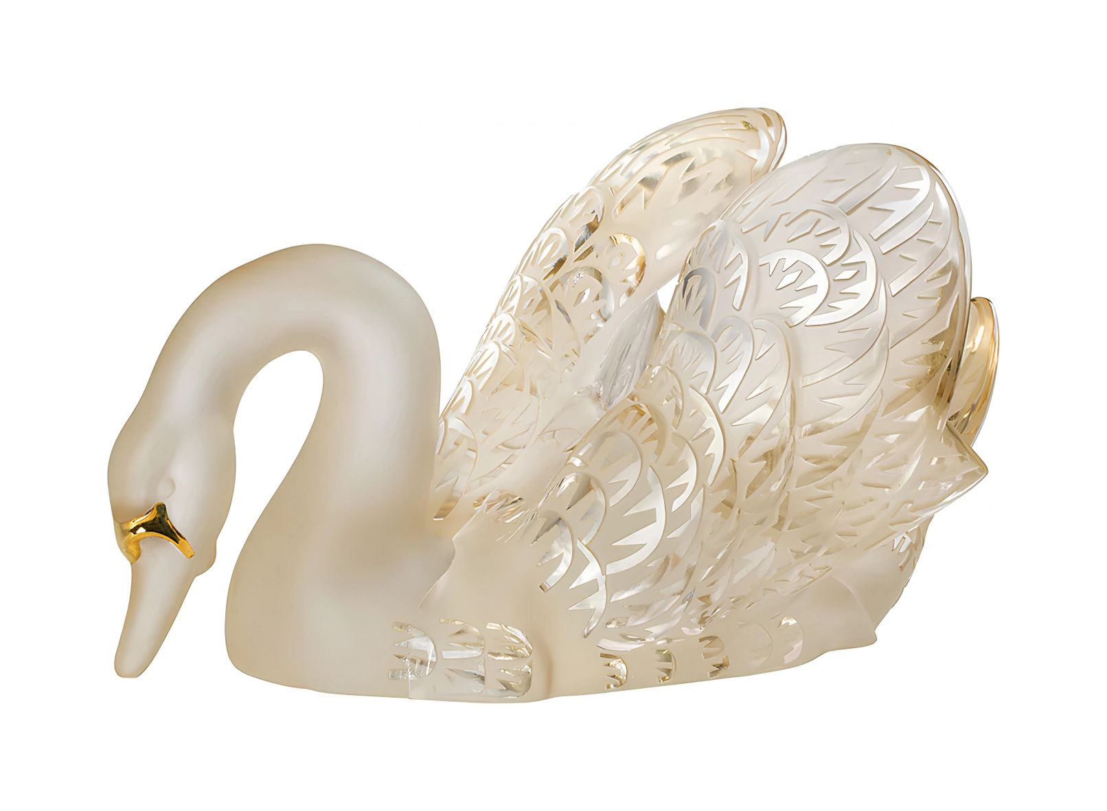 Скульптура Лебедь с опущенной головой золотое тиснение, хрусталь