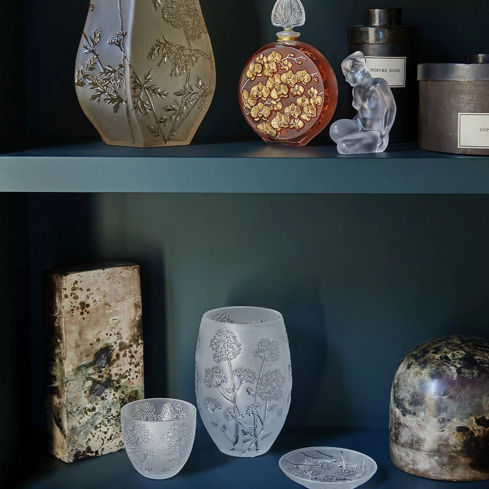 Ваза для цветов Ombelles 29 см золотая хрусталь Lalique 77348886