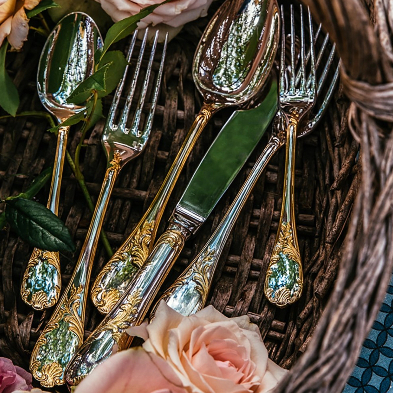 Нож столовый MARLY 25 см посеребрение, позолота – 2