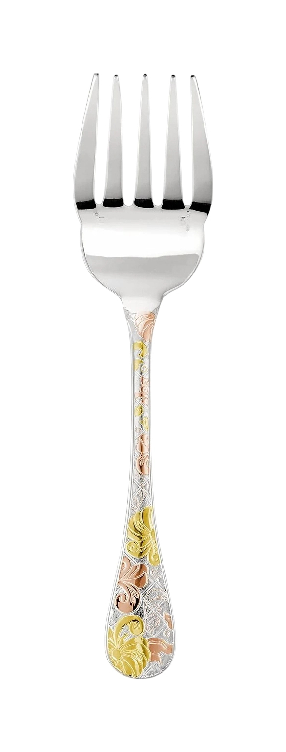 Вилка сервировочная JARDIN D'EDEN для рыбы 22.2 см посеребрение, розовая и желтая позолота
