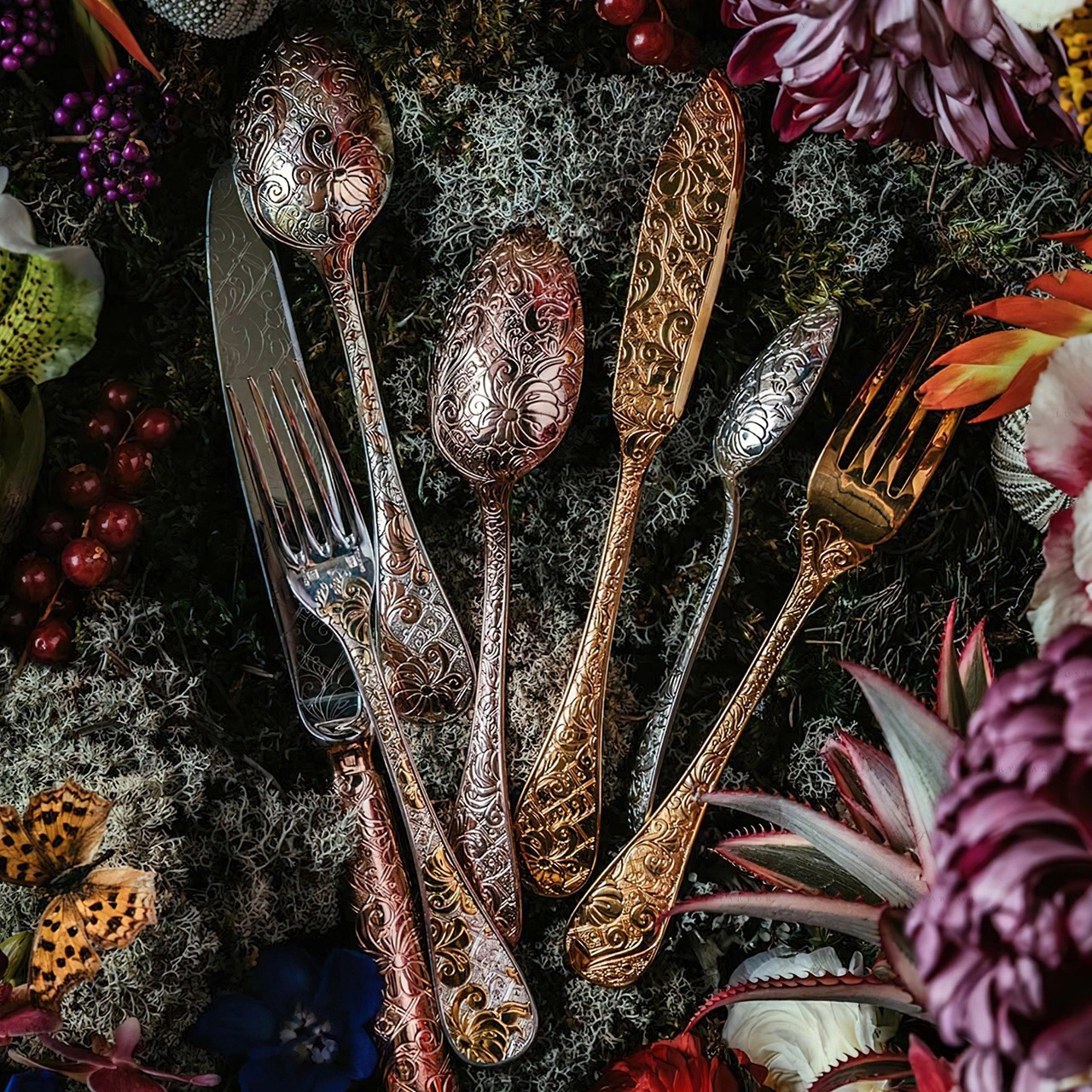 Вилка столовая JARDIN D`EDEN 21 см серебро, розовое золото – 2