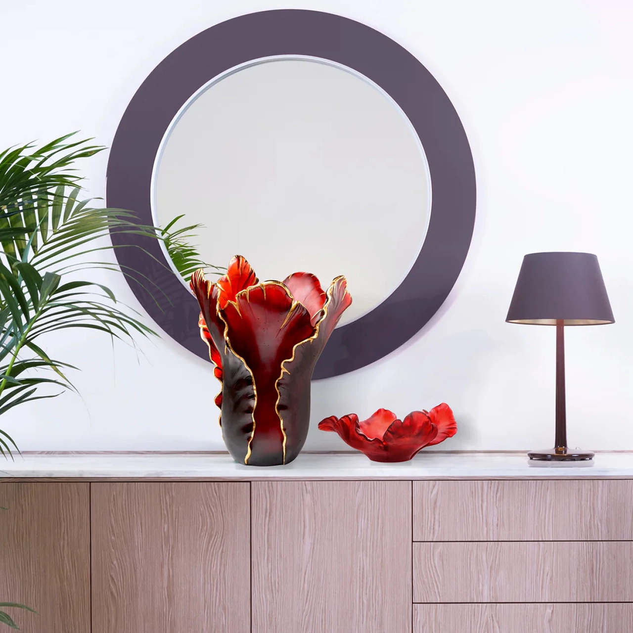 Ваза для фруктов TULIPE 30 см хрусталь красная – 2