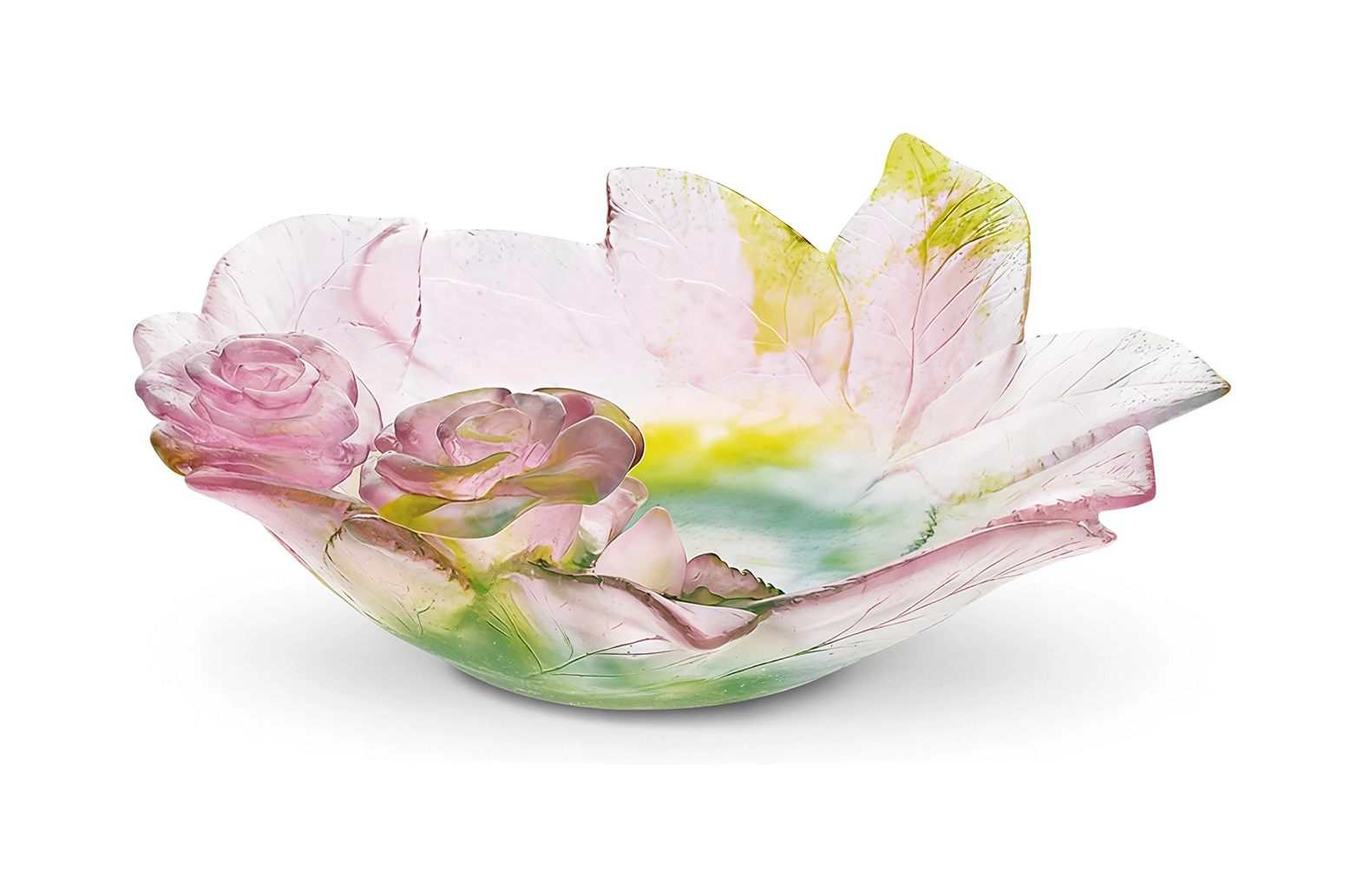 Мелочница ROSE PASSION 19 см хрусталь розово-зеленая