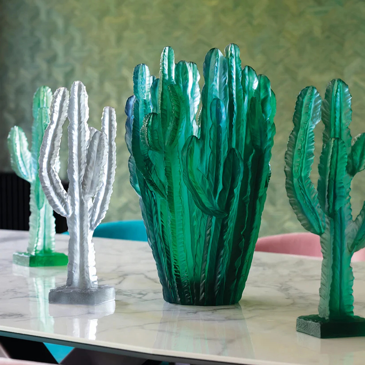 Скульптура JARDIN DE CACTUS Кактус 35 см хрусталь зеленый Daum 05672