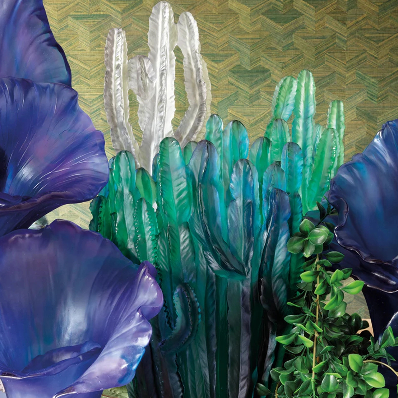 Скульптура JARDIN DE CACTUS Кактус 35 см хрусталь зеленый Daum 05672