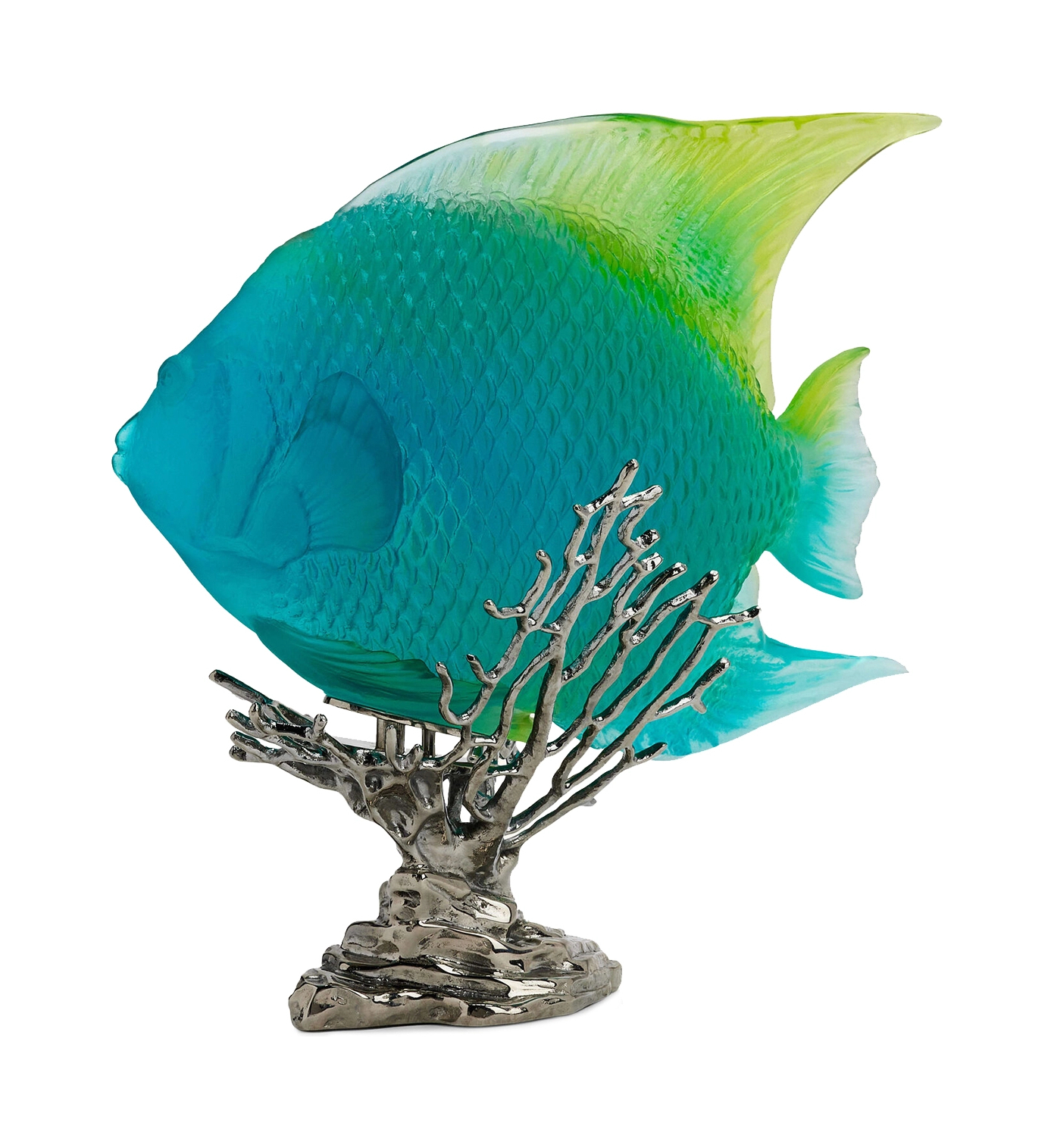 Скульптура CORAL SEA ANGELFISH 32.7 см хрусталь сине-желтая Daum 05729-1