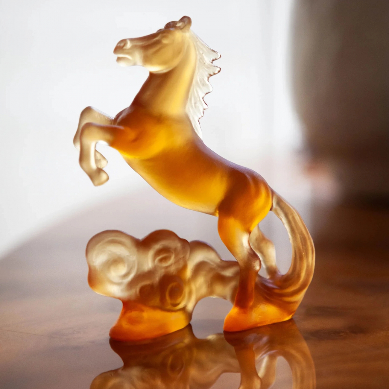 Скульптура Лошадь 12 см хрусталь янтарная – 2