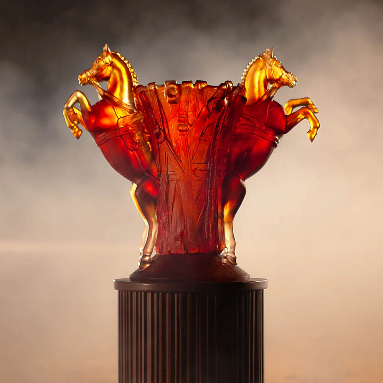 Ваза REVE EQUESTRE 42 см хрусталь янтарная – 2