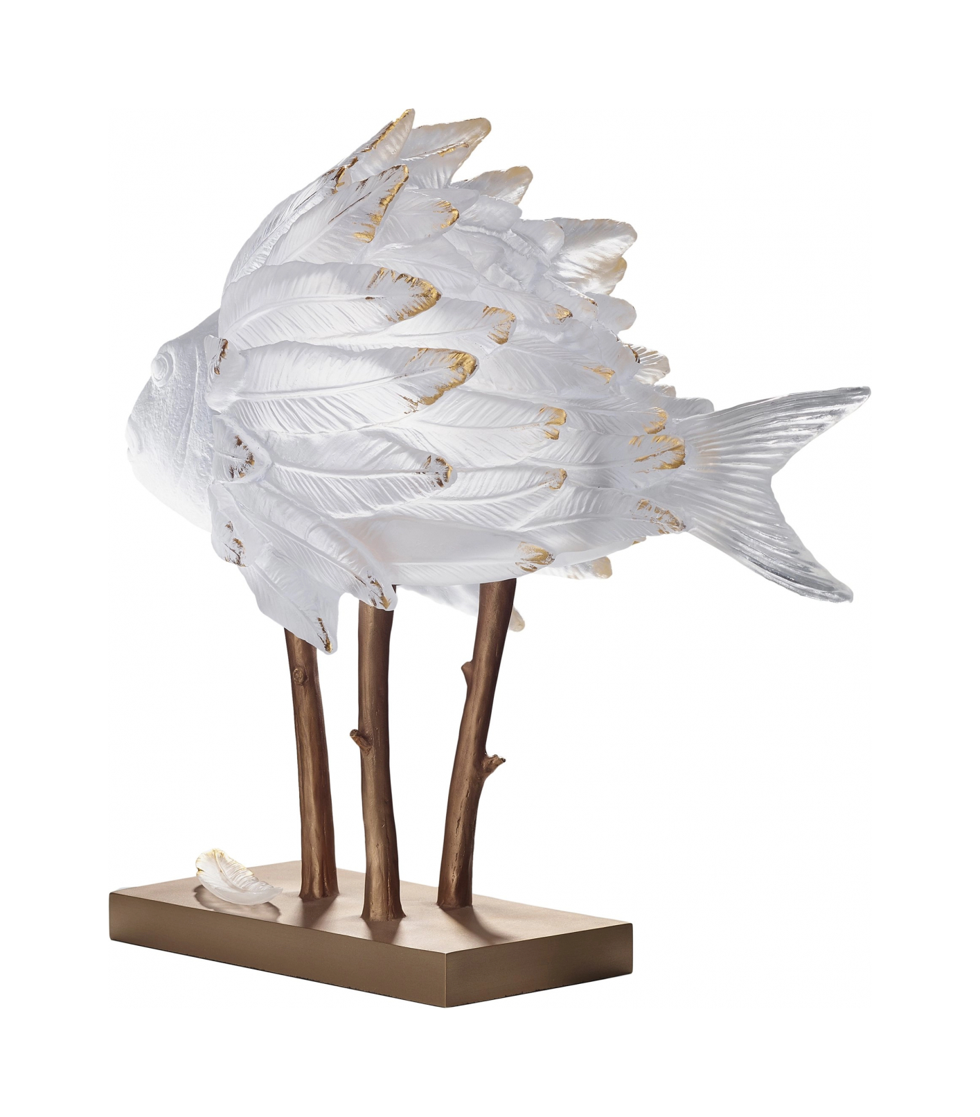Скульптура PUNKY FISH 45 см хрусталь белая с золотом Daum 05822-1