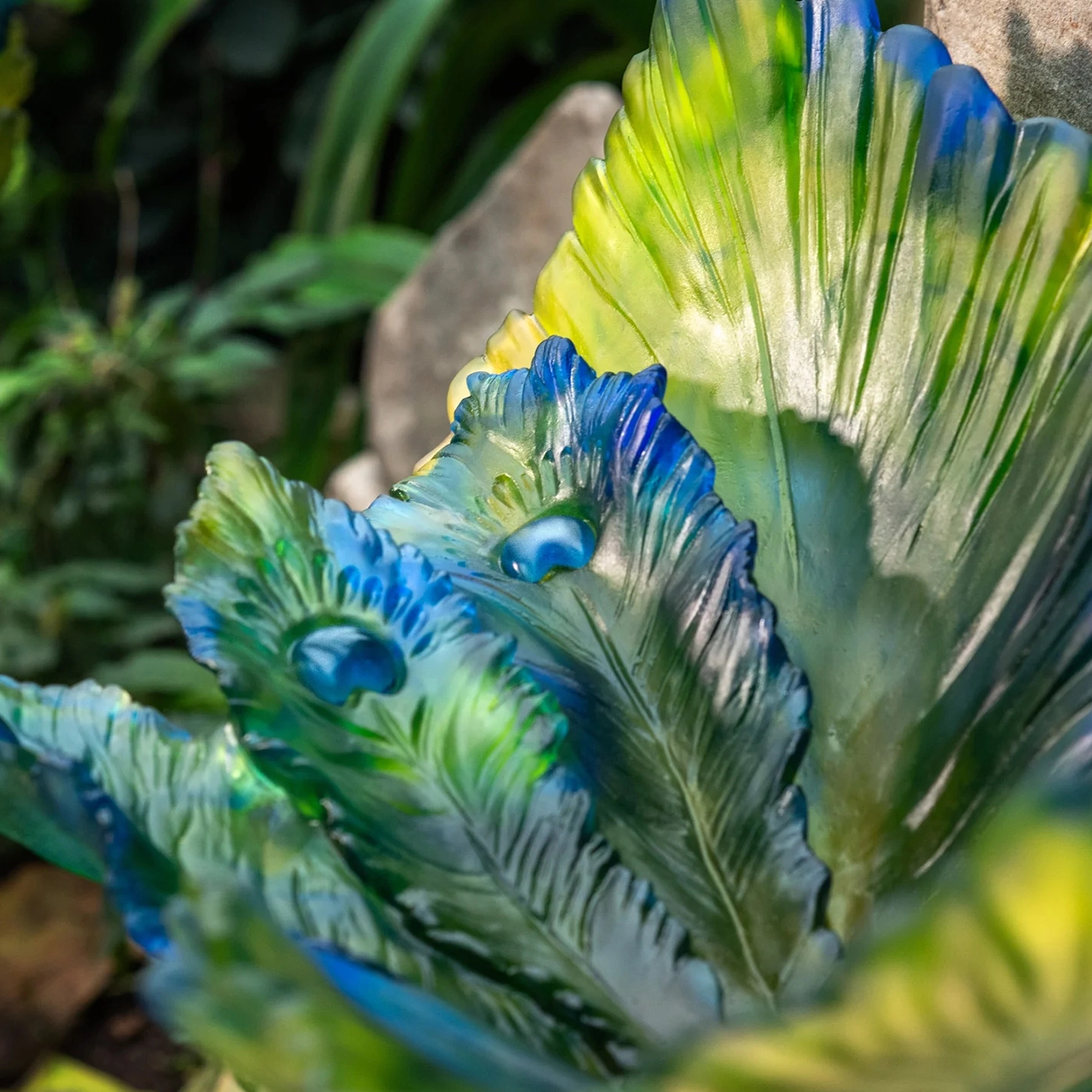 Блюдо сервировочное FLEUR DE PAON EXOTIQUE 62 см хрусталь зелено-голубое Daum 05706-2