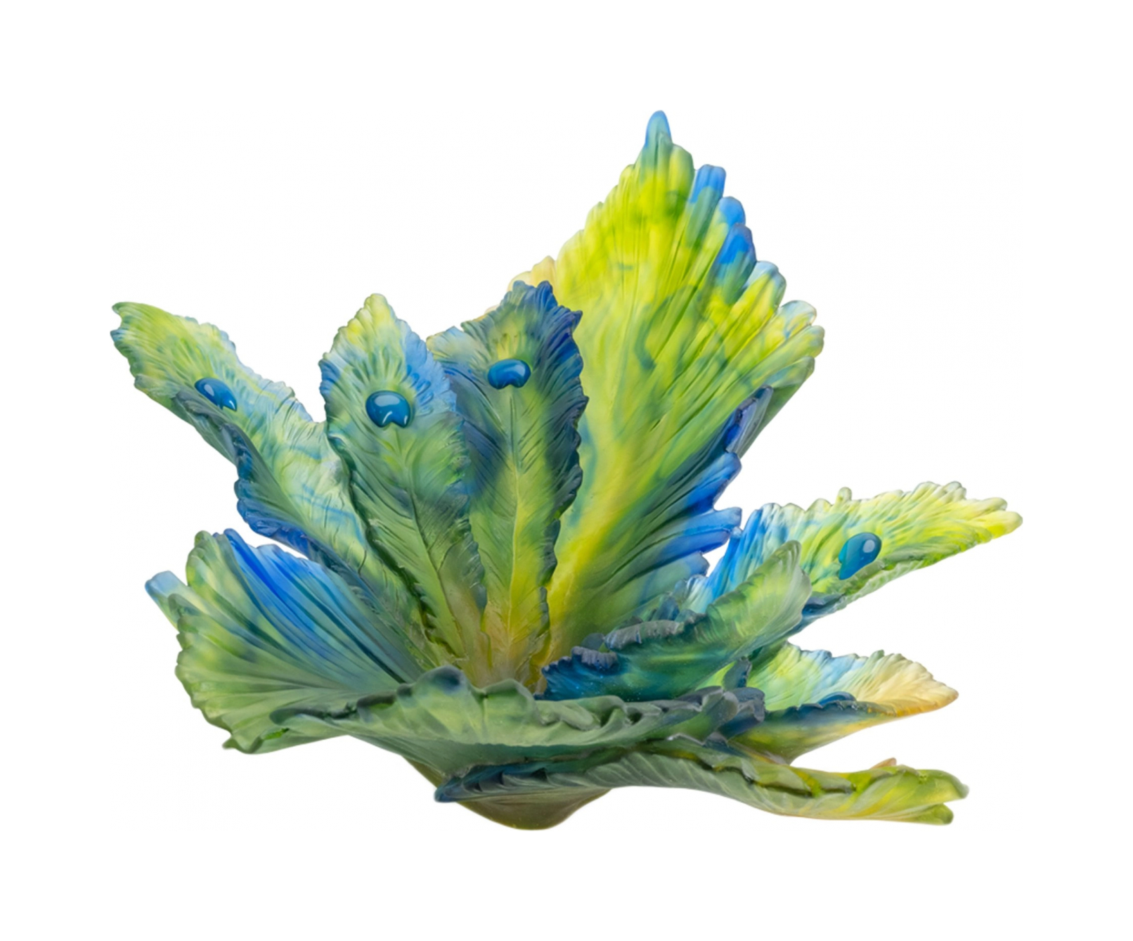 Блюдо сервировочное FLEUR DE PAON EXOTIQUE 62 см хрусталь зелено-голубое Daum 05706-2
