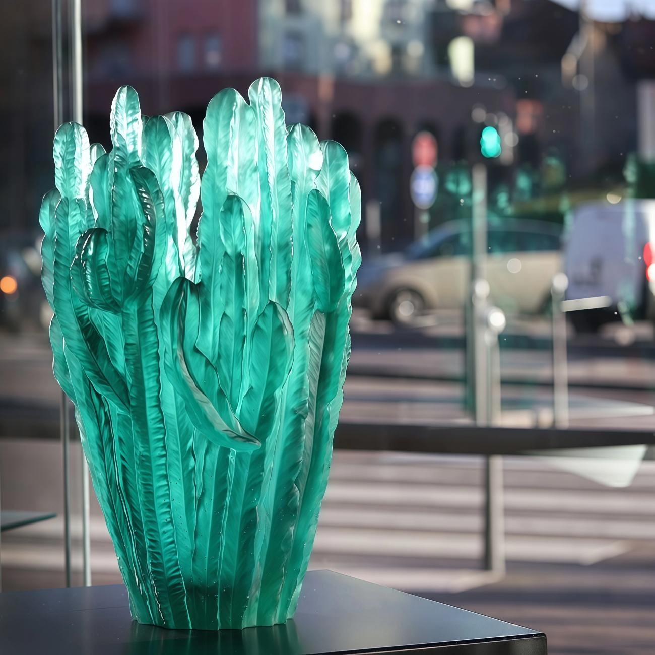 Ваза для цветов JARDIN DE CACTUS 41 см хрусталь зеленая Daum 05673