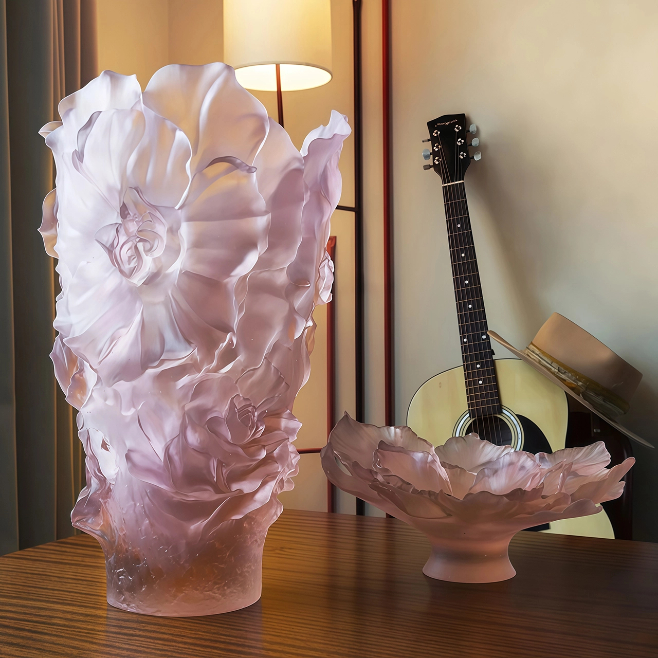 Ваза для фруктов CAMELIA 38 см хрусталь розовая Daum 05732-1