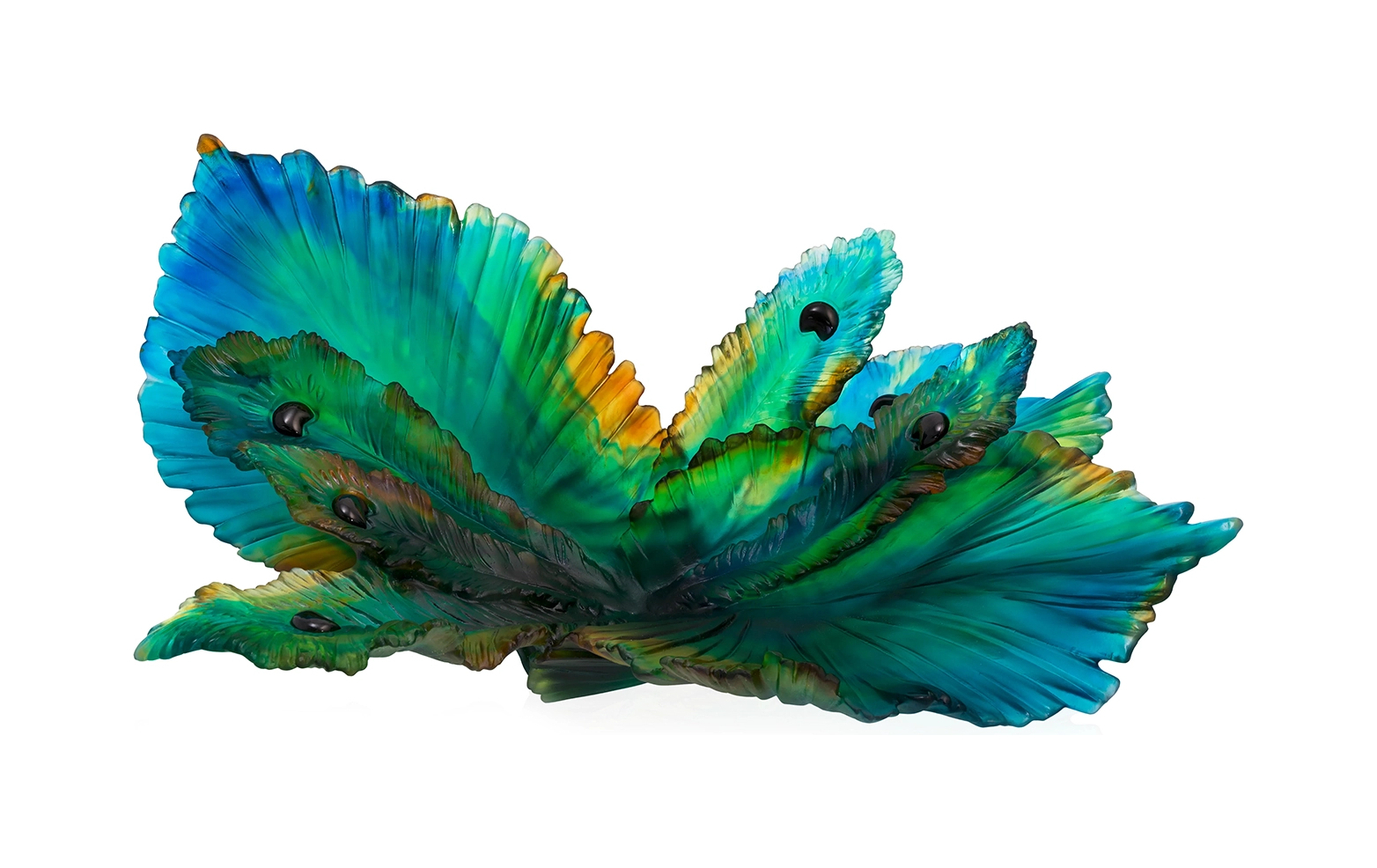 Блюдо сервировочное FLEUR DE PAON 36.5 см хрусталь зеленое Daum 05706
