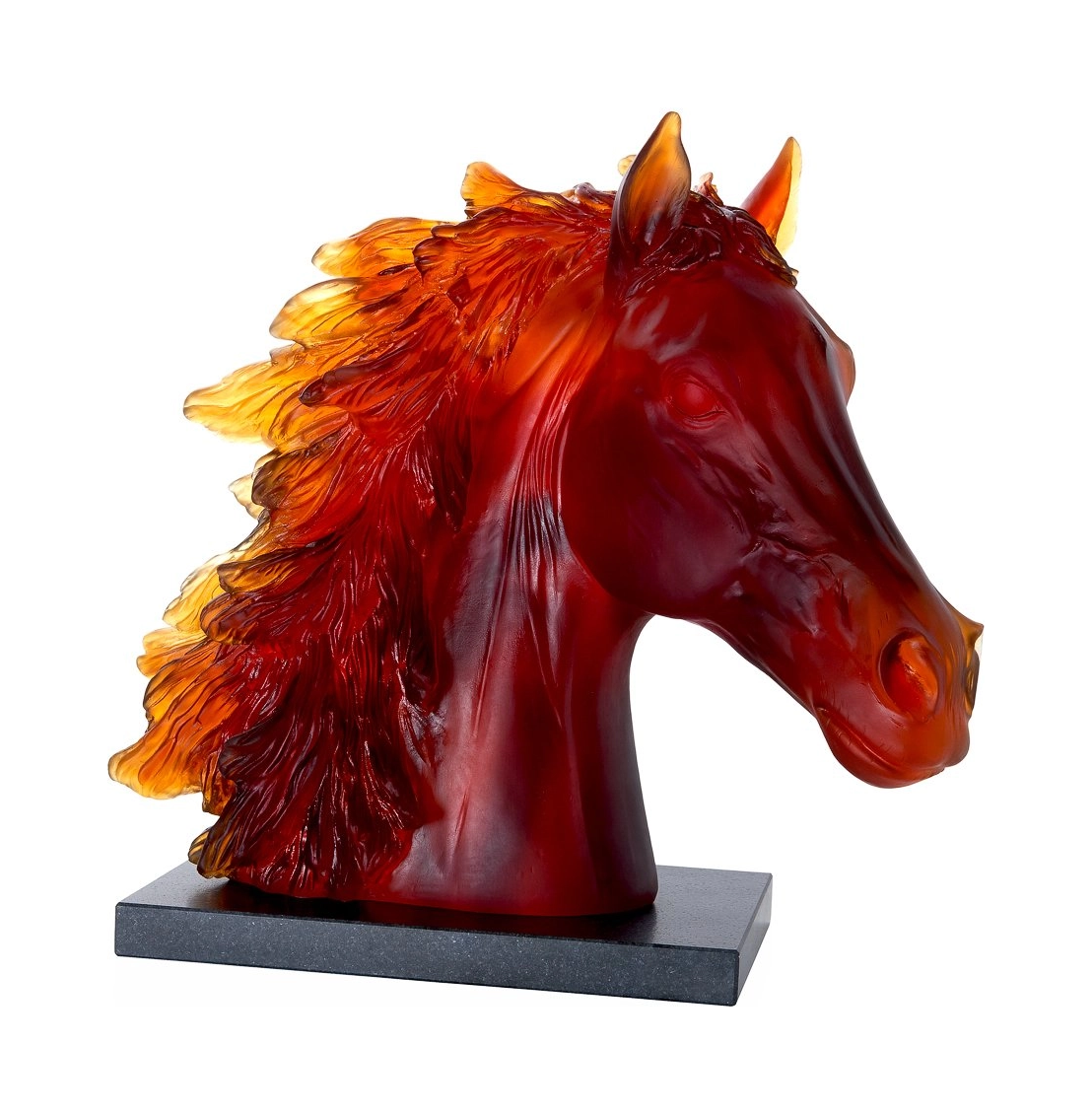 Скульптура Голова лошади 41 см хрусталь янтарная Daum 05696