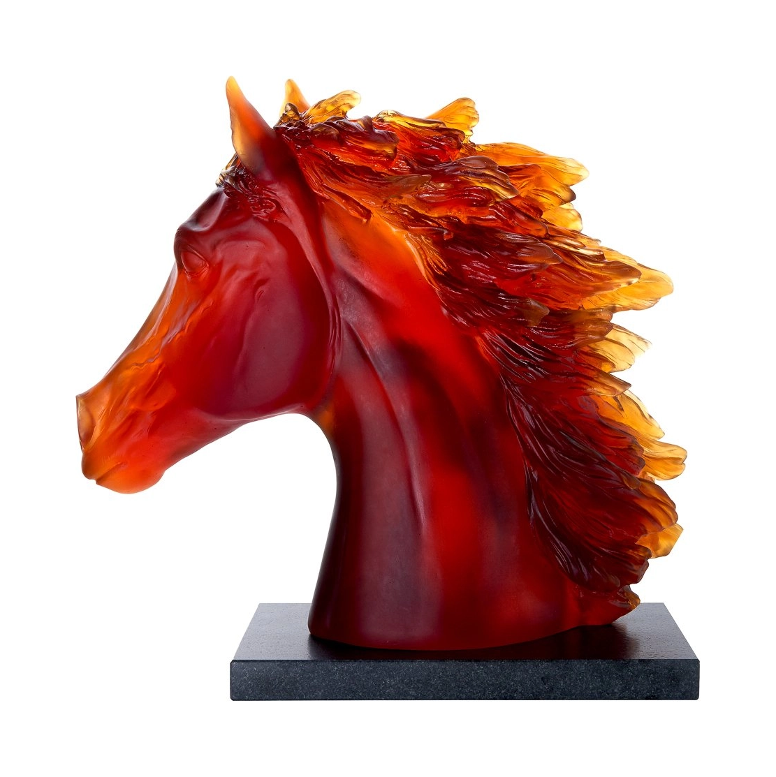 Скульптура Голова лошади 41 см хрусталь янтарная Daum 05696