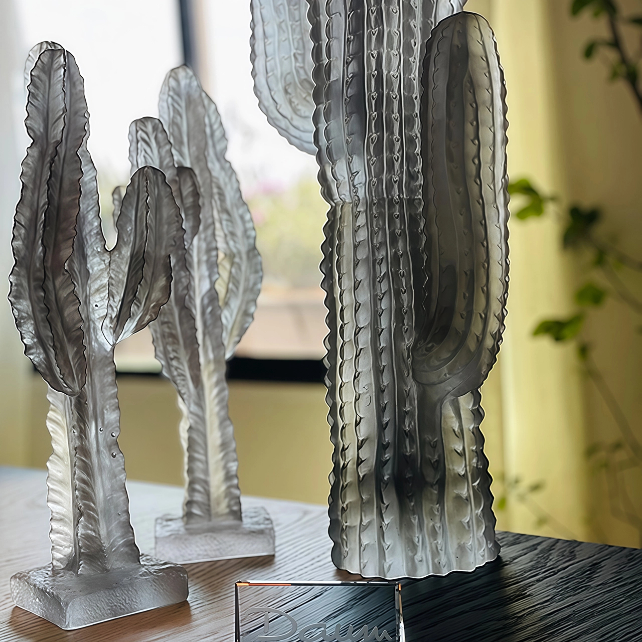 Скульптура JARDIN DE CACTUS Кактус 35 см хрусталь серый – 2