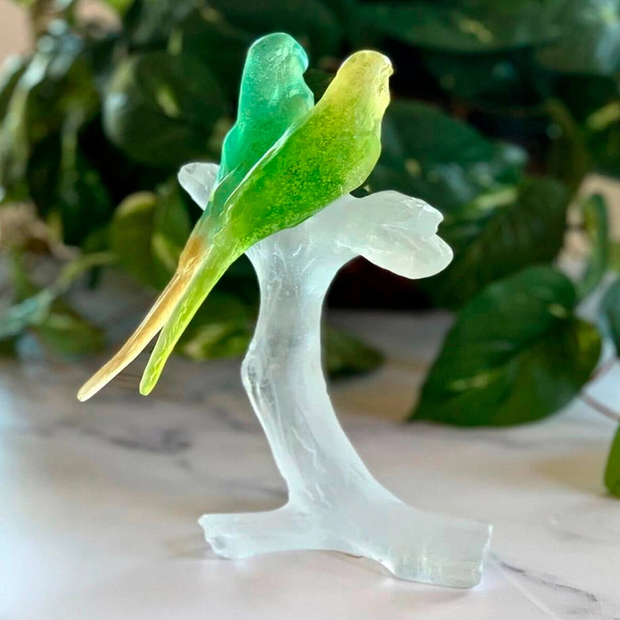 Скульптура BUDGERIGARS Волнистые попугаи 23.5 см хрусталь Daum 02341