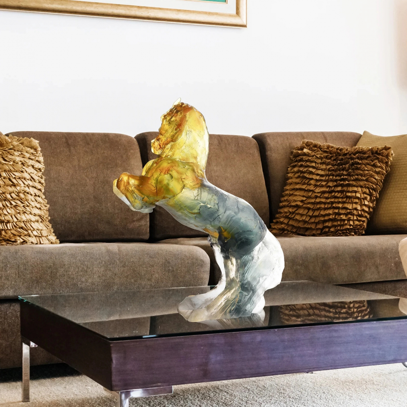 Скульптура BALTHAZAR Лошадь на дыбах 54 см хрусталь серо-янтарная – 2