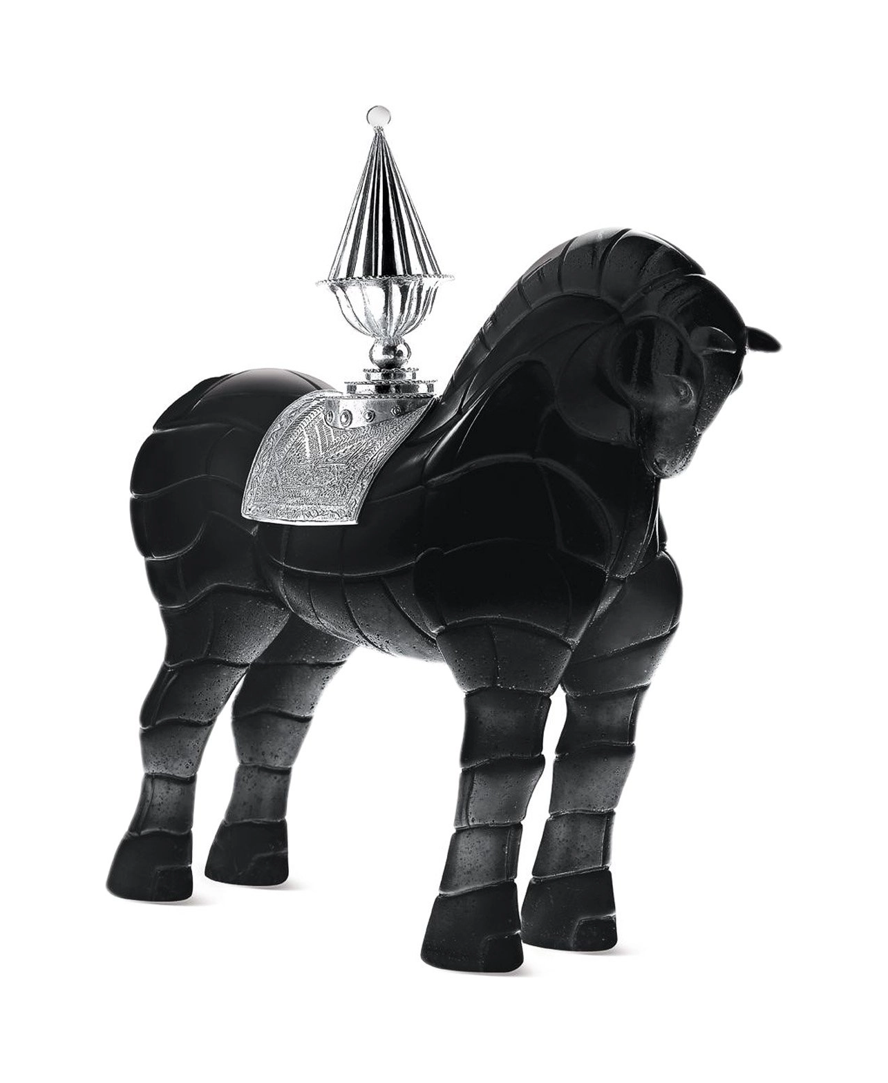 Скульптура Лошадь 31 см хрусталь черная, хром