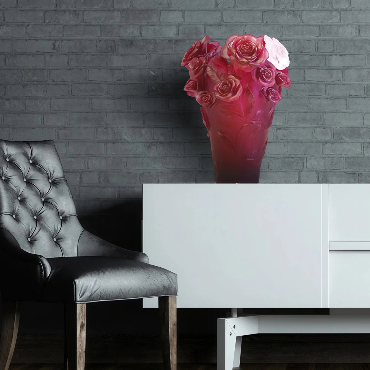 Ваза для цветов ROSE PASSION 34 см хрусталь красная – 2