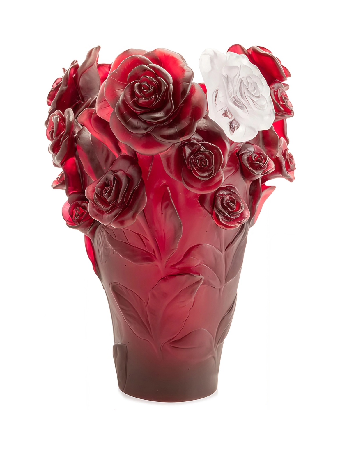 Ваза для цветов ROSE PASSION 34 см хрусталь красная Daum 05308-1