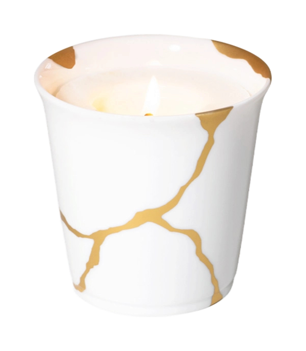 Свеча Bernardaud Kintsugi в стакане белая, фарфор