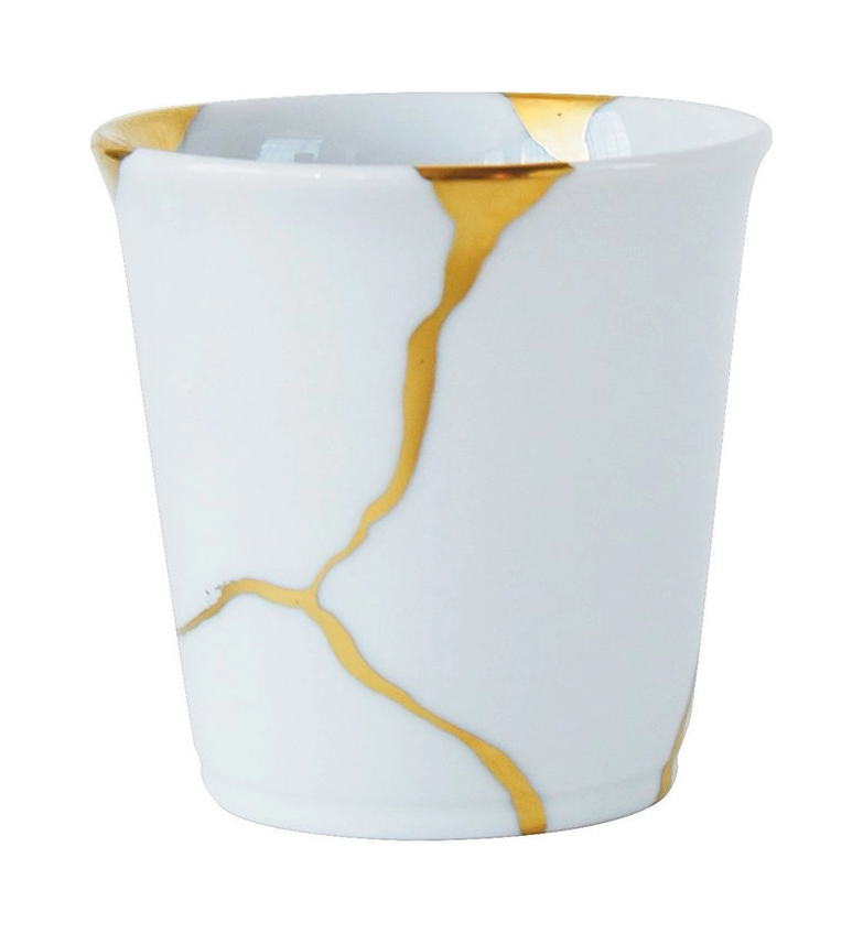 Свеча Kintsugi в стакане белая, фарфор – 2